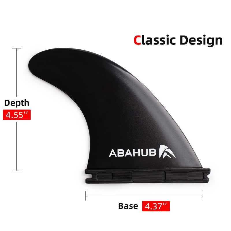 Abahub Surfboard Thruster Fins Set, Compatible with Future Style Fin Box, Fiberglass Reinforced High Performance Surf Fin for Surf Boards, Surfing Longboard, Shortboard, with Screws and Key, Black - Image 2